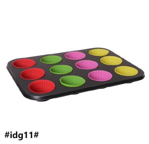 Non-Stick Muffin Cupcake Pan, Food Safe BPA Free Silicone Molds with 12 Silicone Baking Cups