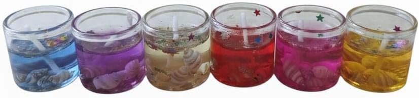 6of pack Small Glass Gel Candle with Sophisticated Colors and Distinctive Lighting - Add Magic Touch to Your Home Decor