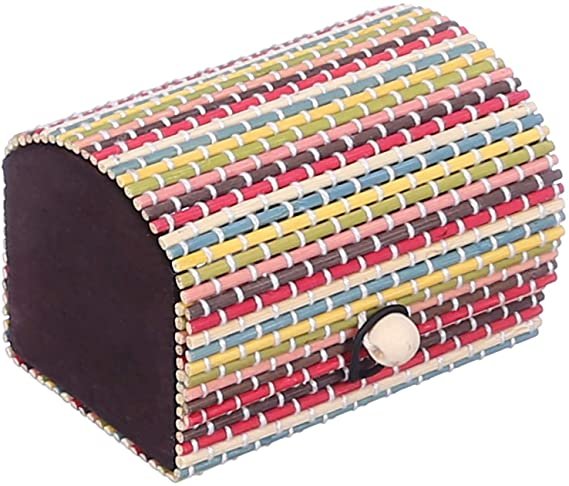 Rattan Wood Small Box for Storing accessories, 8x9x6 cm - Multi Color