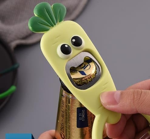 2-in-1 Cartoon Carrot Vegetable Peeler - Multi-Functional Stainless Steel Fruit Peeler with Built-in Bottle Opener