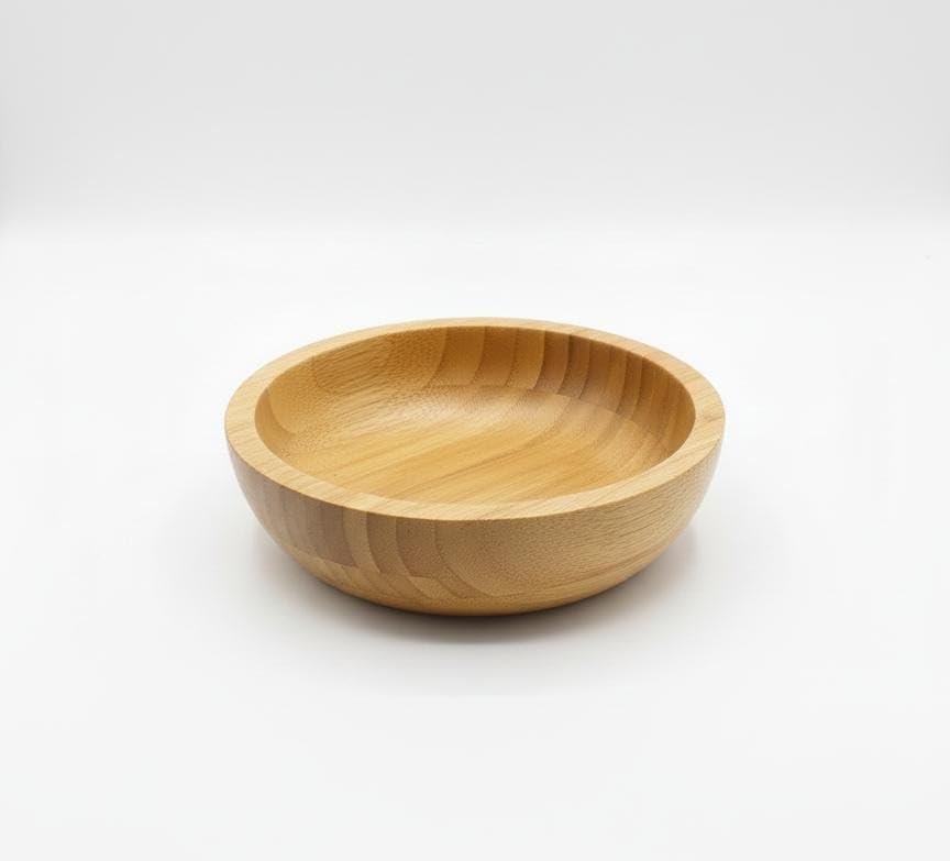 Minimalist Bamboo Serving Bowl – Elegant 14cm Wooden Appetizer Dish for Modern Kitchens and Home Decor.