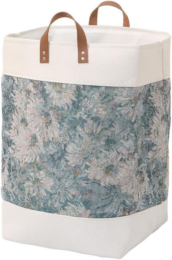 Foldable Laundry Basket 55L Large Waterproof Collapsible Washing Basket with Leather Handles - Dirty Clothes/Toys Storage Basket for Bedroom, Bathroom