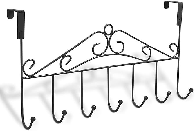 7 Hooks clothing Coat Towel Hanger Rack Holder Shelf Over Door Home Bathroom Kitchen