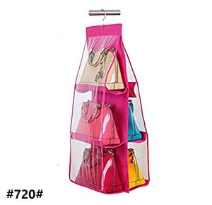 Handbag Hanging Organizer Anti-Dust Storage Bag with 6 Big Pockets