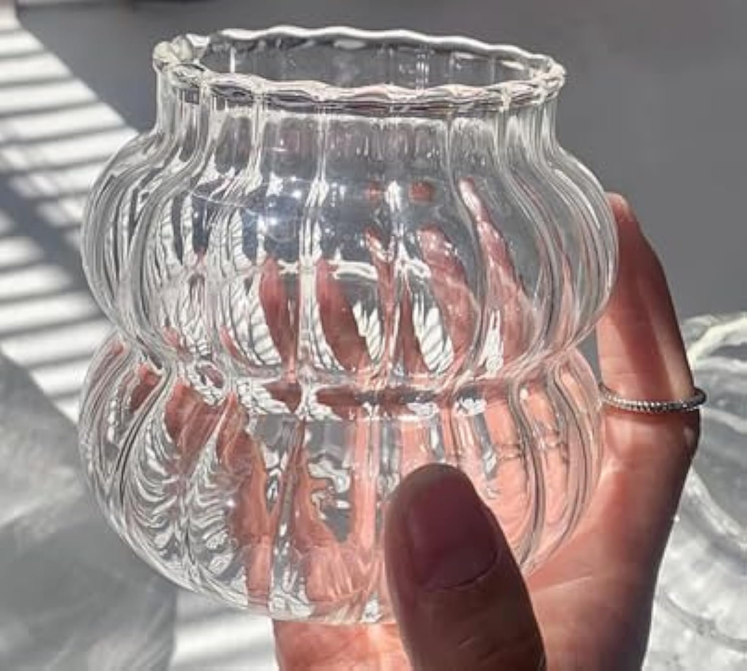 Thermal Glass Cup Vertical Heat Resistant Coffee Cup Thin Milk  (350ml)