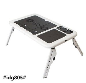 Multi function laptop table for Sofa Bed with Cooling Fan, White Folding Laptop Desk Tray with Slant Top, Laptop Work and Writing Table Bed