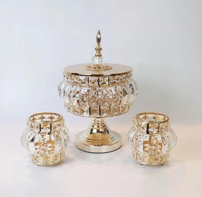 A Set Of Golden Crystal Snack Storage 3pcs