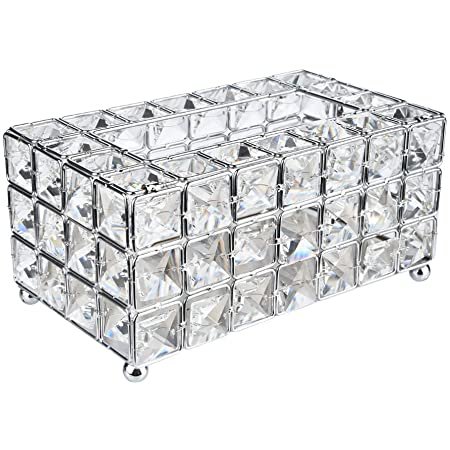 Tissue Case Storage Box Shinning silver Crystal Paper Container