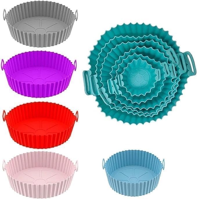 6 Pieces reusable air fryer silicone liners heat resistant non-stick air fryer basket for air fryer oven accessories