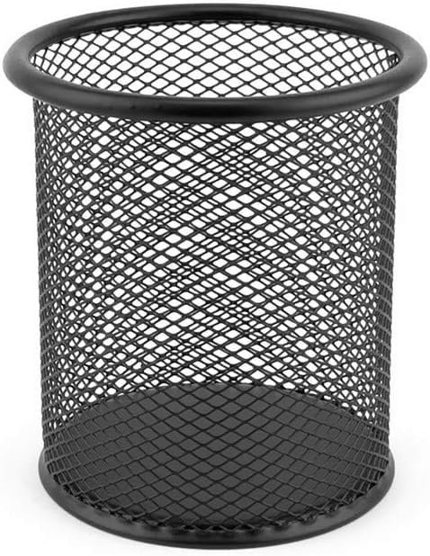 Pen Holder, Metal Pen Pot, Black Pencil Pot, Mesh Pen Holder, Portable Durable Pen Cup, Pen Pots for Desk, Pen Holder for Office/Learning/School/Home, Round