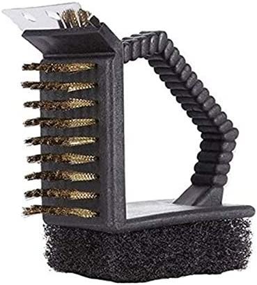 Barbecue Grill Brush and Scraper – Extended, Large Wooden Handle and Replaceable Stainless Steel Bristles Head – Safe, No Scratch