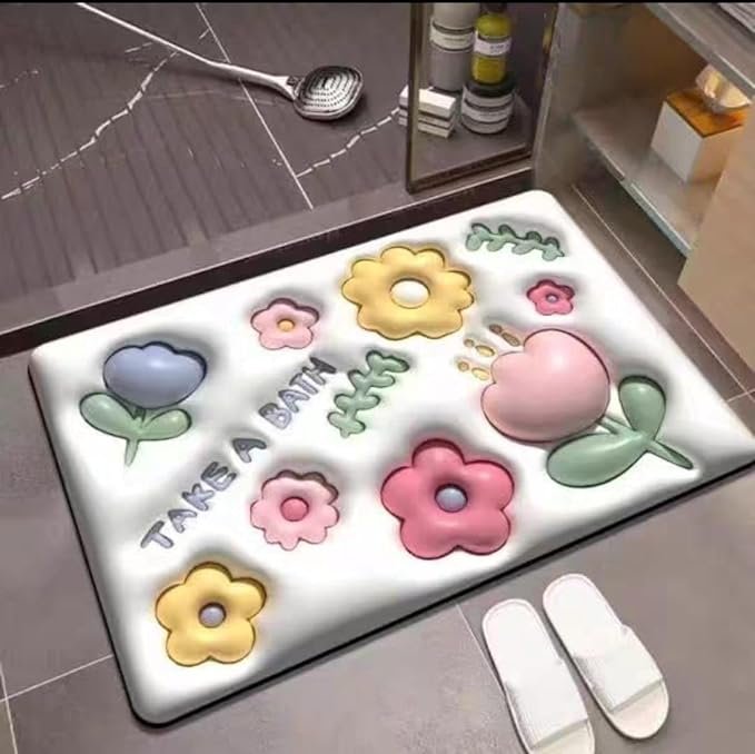 The carpet is a compressed rubber material that absorbs water and also...