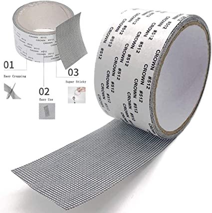 Window Screen Repair Kit Tape, Strong Adhesive & Waterproof Fiberglass Covering Mesh Tape for Covering Window Door Tears Holes Screen Patch Repair Kit