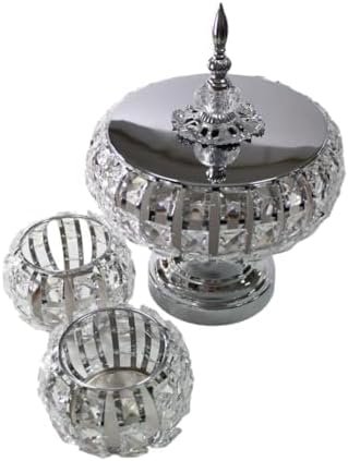 A Set Of Golden Crystal Snack Storage Box Candy Tray 3pcs Silver