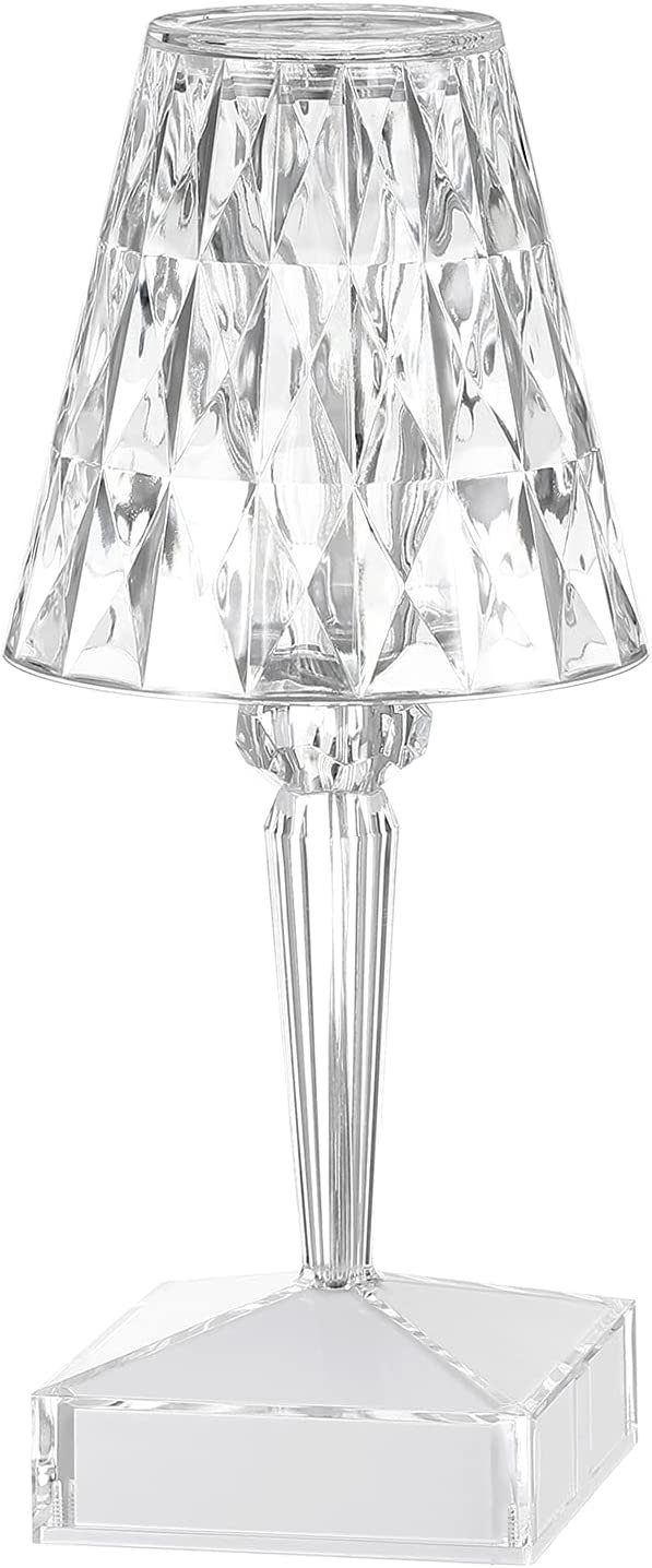 Portable Crystal Diamond Table Lamp,3-Way Color Changing Lamp, Acrylic Crystal Bedside Lamp, USB Room Decor Desk Lamp, Night Light, Bedroom, Living Room, Kitchen, Dining Room Lamp