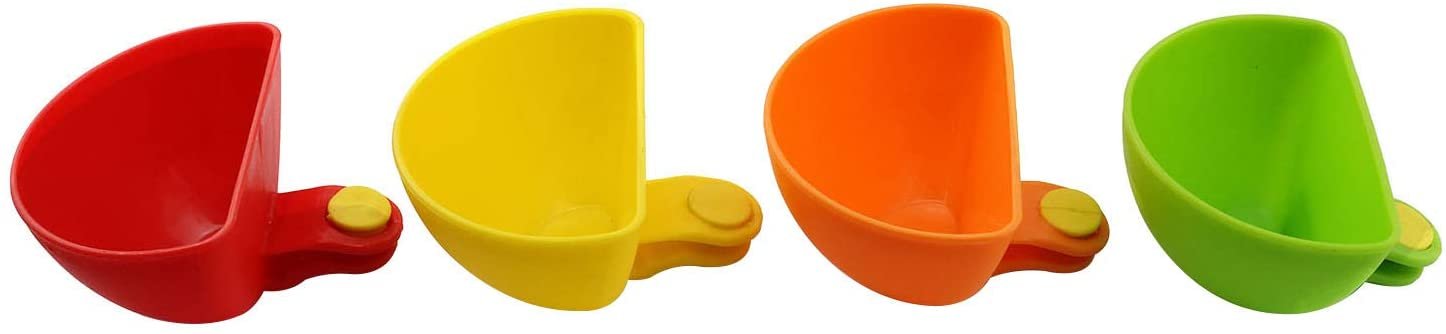 4pcs Mini Seasoning Box 4 Colors Dip Clip Bowl Plate Holder 7.5x4x5cm Holder Condiment Cups Versatility Flavored Dishes for Tomato Sauce, Vinegar
