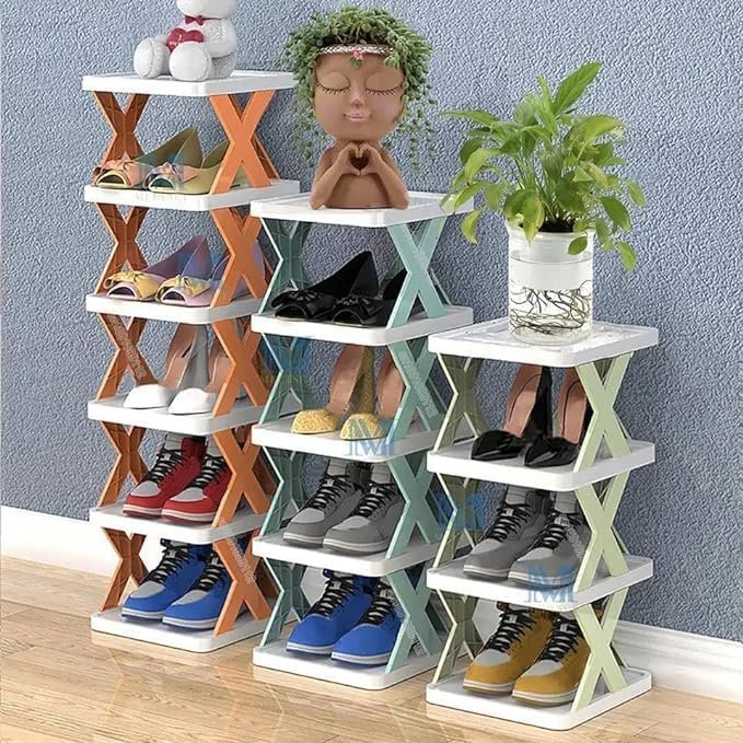5-Tier Lightweight Adjustable Plastic Foldable Shoe Rack