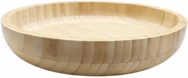 Minimalist Bamboo Dinner Bowl – Elegant and Sustainable 22 cm Wide-Rimmed Wooden Tableware