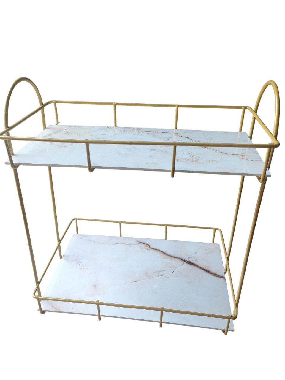 Two-Tier Waterproof Bathroom Organizer, Waterproof Washing Tray with Large Capacity Cosmetic Organizer, Versatile Metal Tabletop Rack for Bathroom and Kitchen.