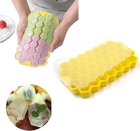 Silicone Ice Cube Tray 37 Grid Ice Cube Mold With Lid Honeycomb Ice