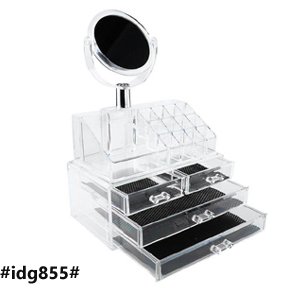 Acrylic Jewelry and Cosmetic Storage Bag with Removable Mirror - Spacious Design - Great gift