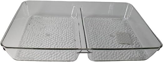 fridge and freezer plastic storage organizer tray , bpa-free, clear drawer for food, drinks, produce organization (2 Compartment)