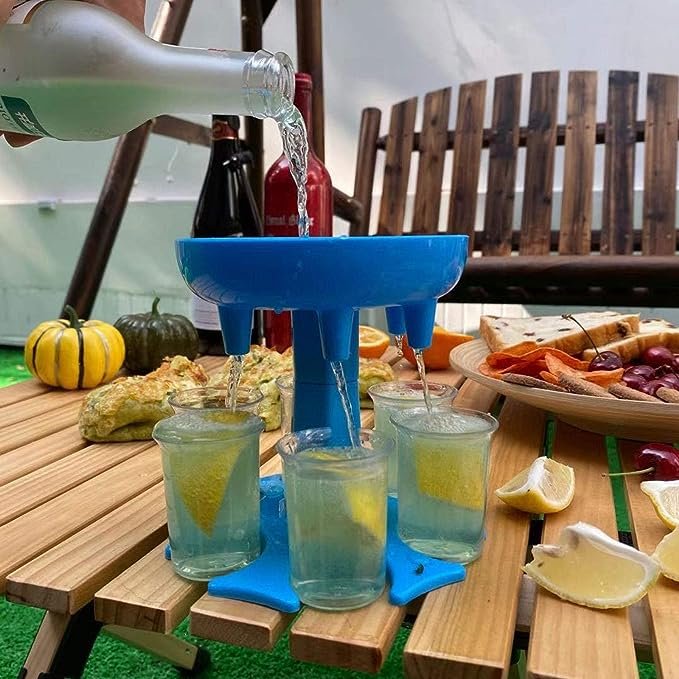 Glass liquor dispenser 6 shot glass dispenser pourer holder rotating red wine rack drinkware for home party bar