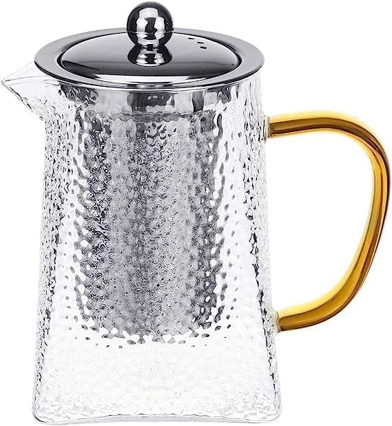 Heat Proof Lattice Texture Glass Yellow Handle