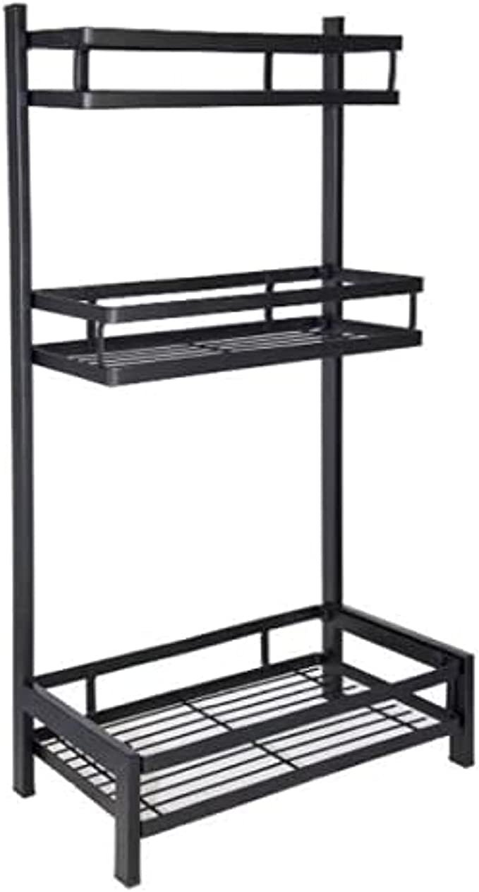 3 Tier Spice Rack Kitchen Counter Organizer for Essential Oils Steady Bathroom Organizer with 4 Suction Pads Large Capacity Hold Up to 66 LBS, Black