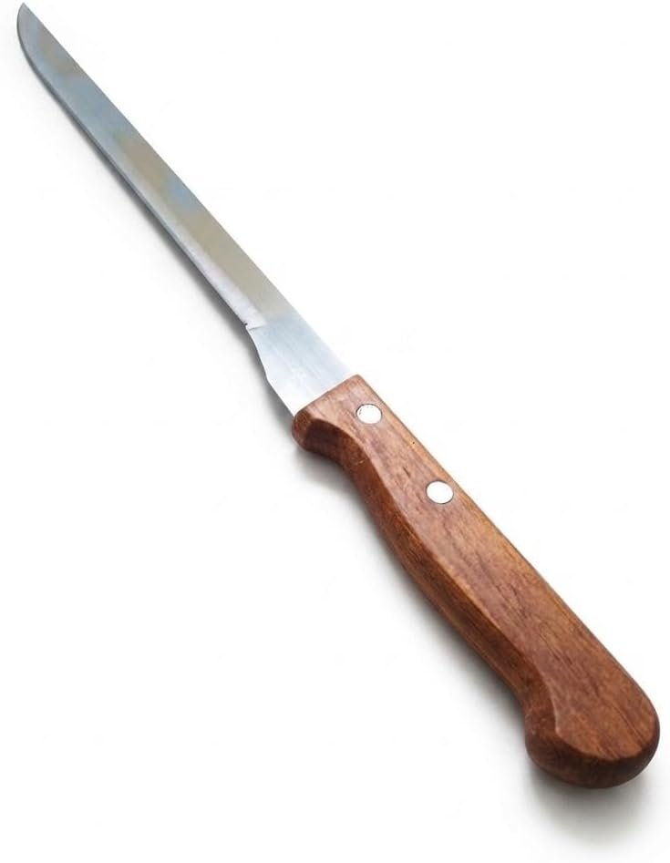 ​40cm Professional Slicing Knife, Ultra-Thin Flexible Stainless Steel Blade with Ergonomic Wooden Handle, 2-Riveted Secure Design - Ideal for Meat, Fish, and Kitchen Prep