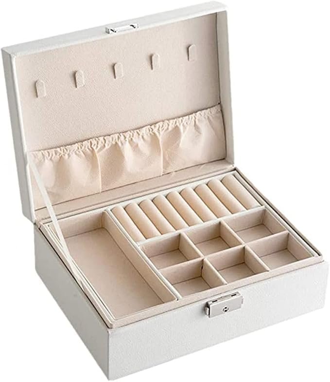 Jewellery Box Organisers 2 Layer Lockable Earring Storage Box