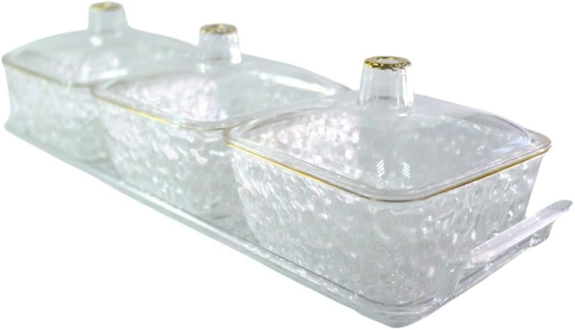 Snacks Fruit Plate with Double Handle for Holiday Seasoning Snacks 3 Bowls