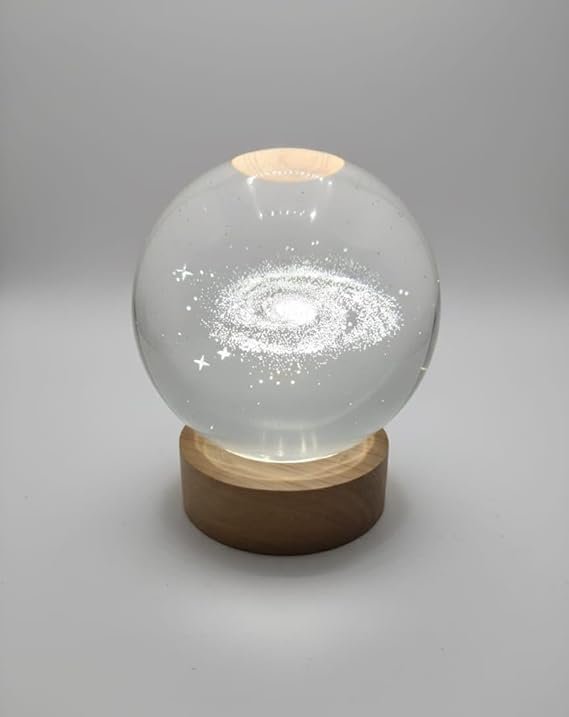 3D Crystal Ball Night Light - Milky Way Glass Galaxy Planet Lamp With USB