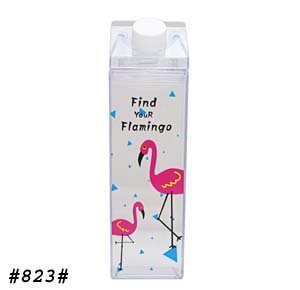 (500ml) Cartoon Milk Water Bottle Clear Square Plastic BPA Free Leak Proof Portable Reusable Water Bottle Juice Bottle Shape Milk Can Ideal Fitness Gym Camping Sports