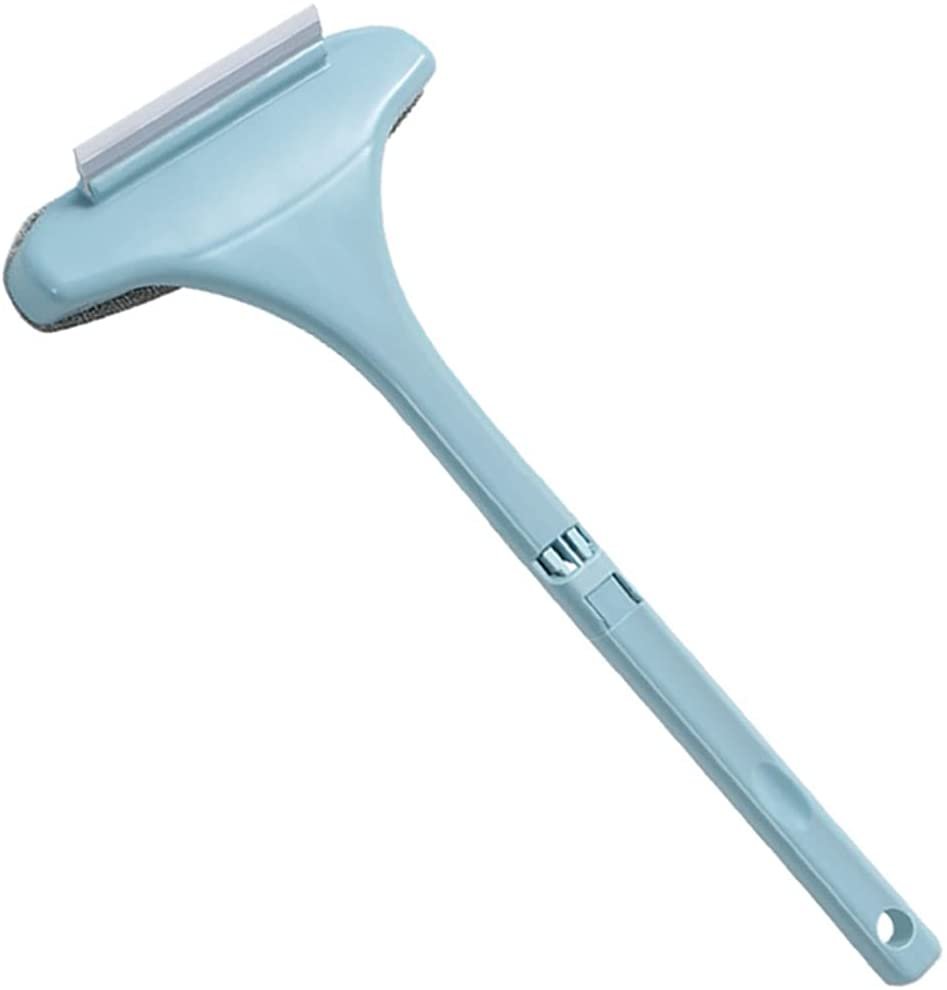 2 in 1 Squeegee Window Cleaner with Scrubber Extendable Detachable Handle - Window Cleaning Accessories - Floor Wiper Scrap Away Dust or Stains Stubborn Grime multi color