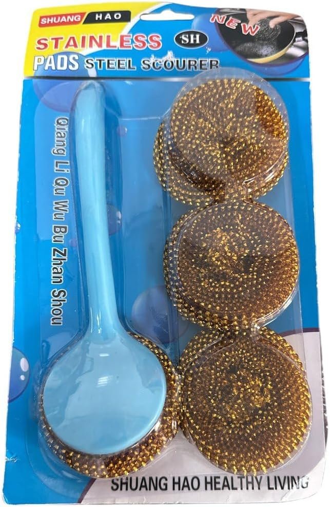 4 Stainless Steel Wire Scourer with plastic handle Multi-Use