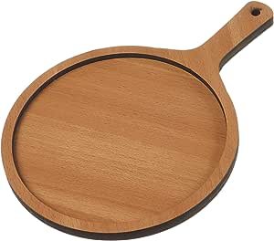 Round Wooden snack plate with handle