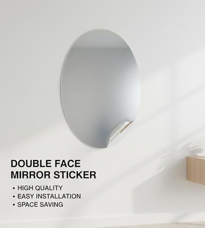 Premium Frameless Oval Mirror Sticker – High-Definition Acrylic Self-Adhesive Wall Mirror for Home Decor 40 x 30 cm