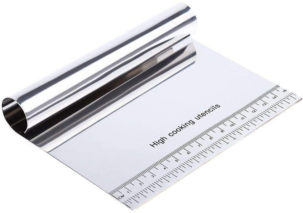 Pro Dough Pastry Scraper/Cutter/Chopper Stainless Steel Mirror Polished with Measuring Scale Multipurpose- Cake, Pizza Cutter - Pastry Bread Separator Scale Knife