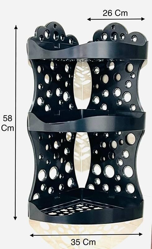 Plastic Bathroom or Kitchen Shelves, Organizer for Shampoo, Creams, Canisters, 3 Shelves