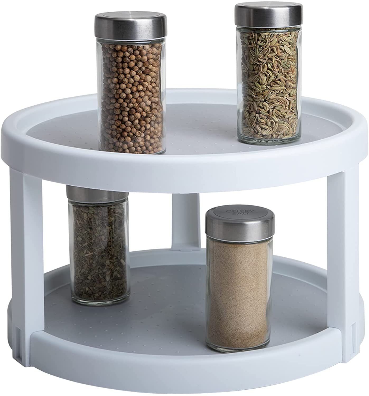 Smart Design Lazy Susan Turntable - 2-Tier - (10 Inch) - Non-Slip Lining & Feet - BPA Free - Cupboard, Fridge, Jars, Spices, Cabinet, Countertop, Pantry, Storage, Kitchen Organizer