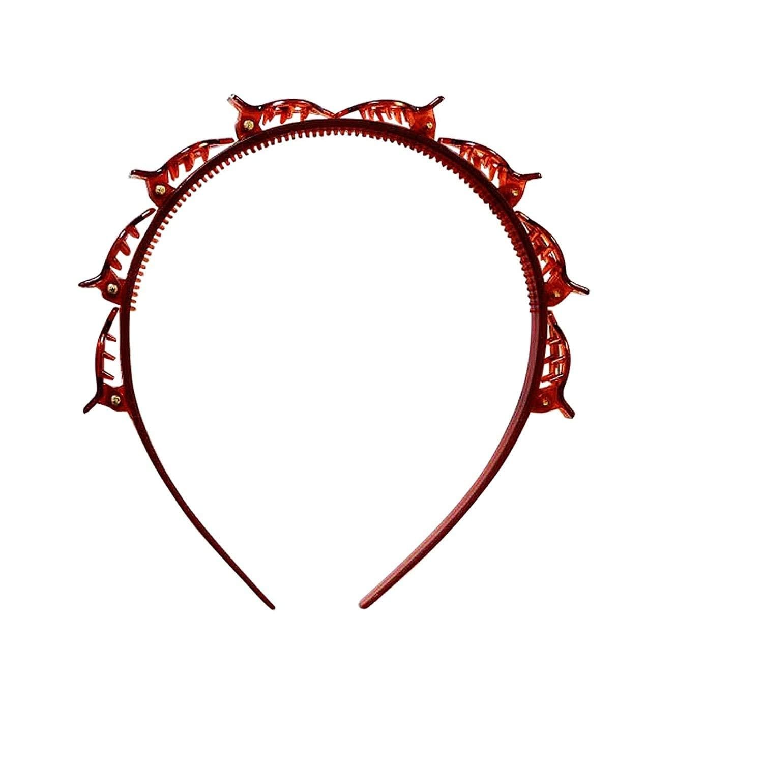 Headband With Clips Attached, Double Bangs Hairstyle Hairpin, Multi-Layer Hollow Woven Headbands Double Layer Twist Plait Headband Hair Styling Tools for Women And Girl