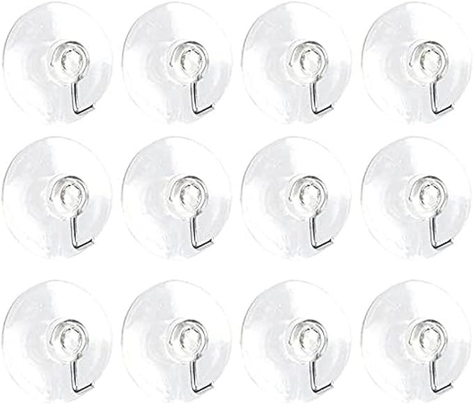Clear Silicone Suction Cups with Metal Hooks 12 Pieces