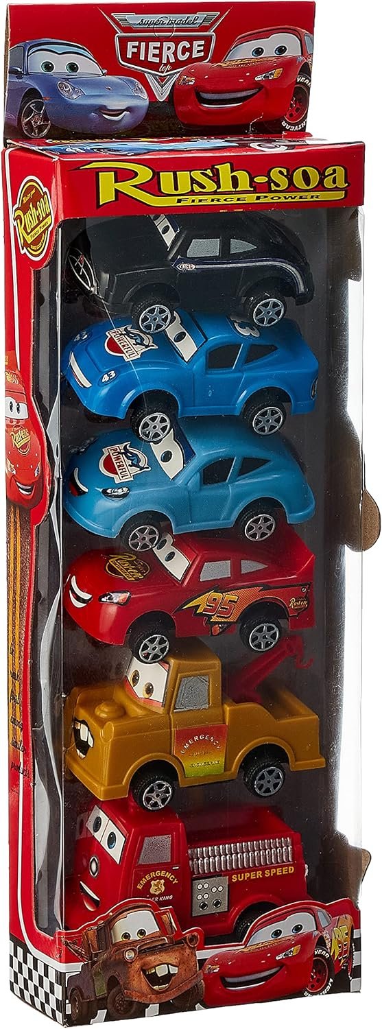 mini plastic die cast small mini racing cars wheel high speed die cast Toys set best gifts toys for kids boys set (6 cars)(multicolor)