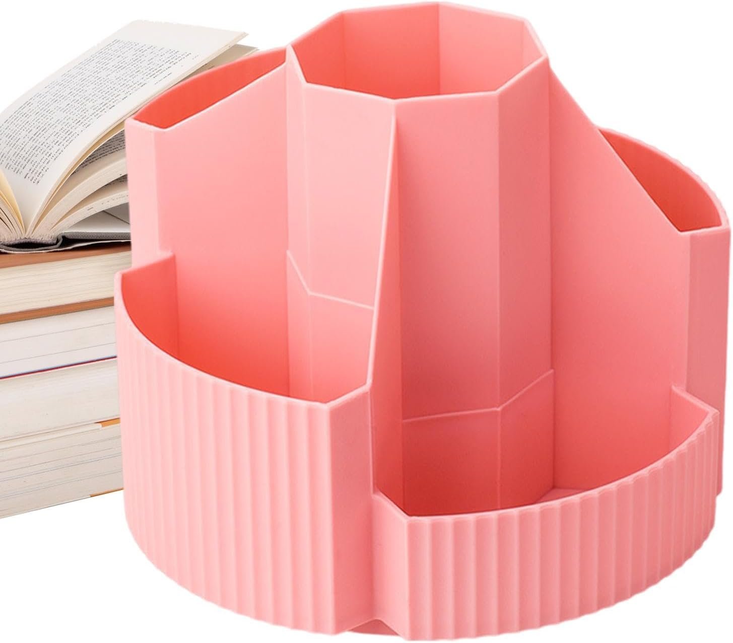 Pen Pencil Holder Desk Organiser, 360° Rotating Pencil Pots Makeup Brush Holder Compartments, Large Capacity Pencil Pots Desk Accessories for Office School Home Art Supply