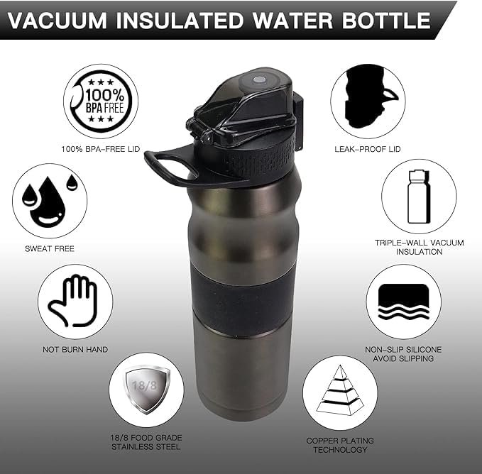 Stainless  Proof Shaker Bottle,  Double Wall Sweat-Proof Flask Thermos Coffee Thermos Hot/Cold Thermos Sport Jug Canteen ( 500ml)