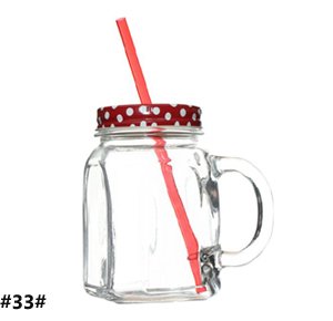 Glass Mug with Handle and Straw | Air-Tight Cap | Drink-Through Lid | Reusable Straw (Multi-Color)