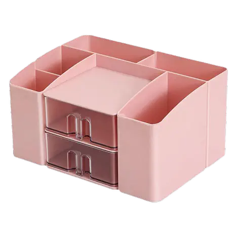 Makeup Brush Holder organizer with 2 Drawer5 Countertop Large Makeup Organization Skincare Storage for Vanity Desktop Bathroom