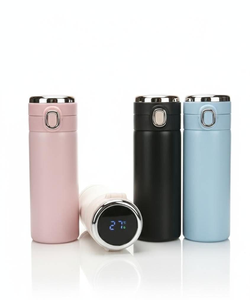 Smart Thermal Coffee Mug with Digital LED Temperature Display, Stainless Steel Vacuum Insulated Bottle, One-Touch Flip Lid, Keeps Hot/Cold for 12+ Hours