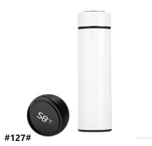 Stainless steel thermos flask with an internal filter and a digital touch screen white